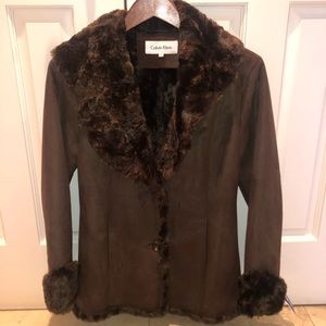 Calvin Klein Women’s Faux Fur Brown Jacket